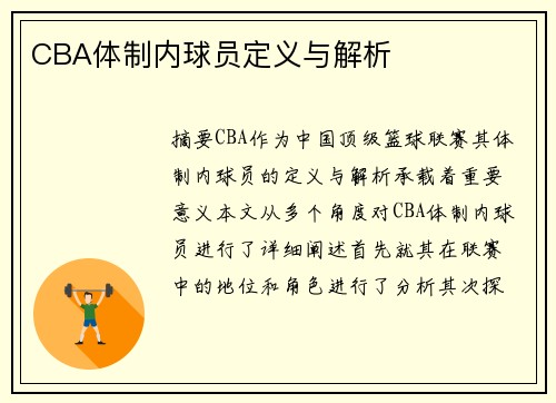 CBA体制内球员定义与解析