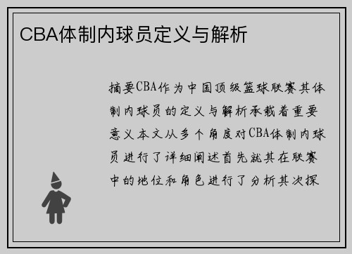 CBA体制内球员定义与解析